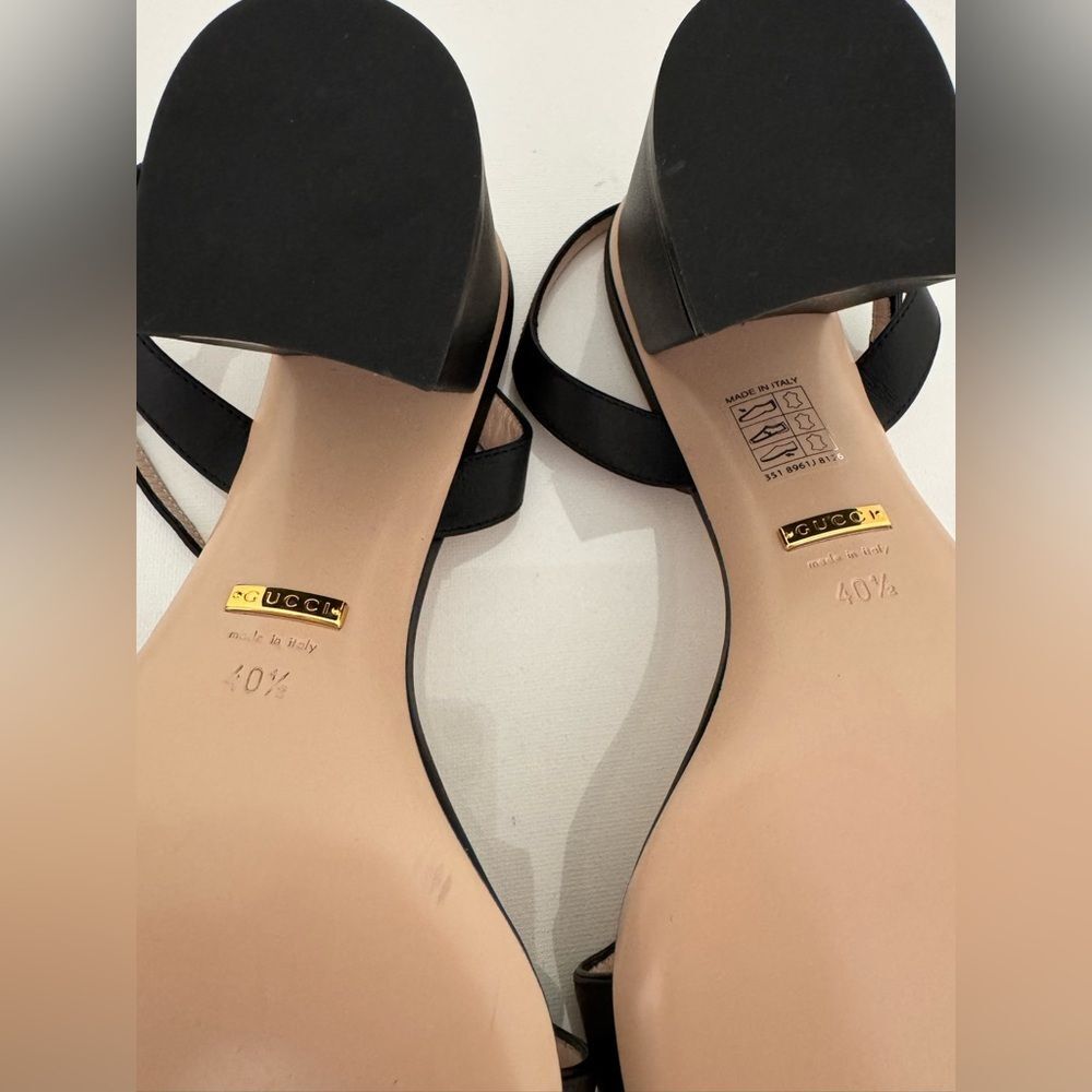 Gucci GG Marmont Black Leather Heel Sandals EU 40.5 US 10.5 Authentic - Picture 10 of 10